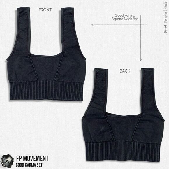 FP MOVEMENT GOOD KARMA SET: SQUARE NECK BRA + 7/8 HR LEGGINGS IN WASHED BLACK - Picture 4 of 15